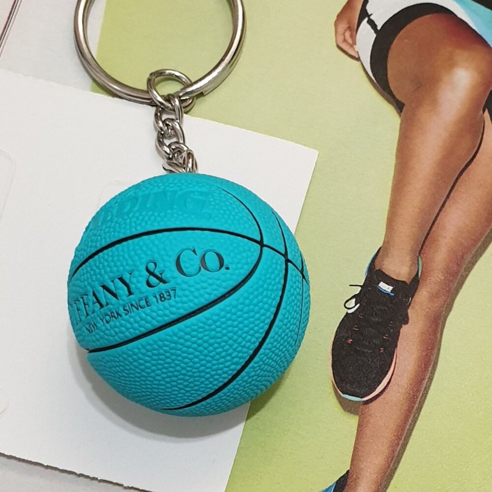 Basketball Rubber Blue Key Chain Keyring Handbag Charm Fashion Unisex Accessory